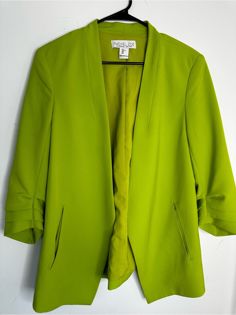 Rachel Zoe Bright Lime Green Open-Front Blazer